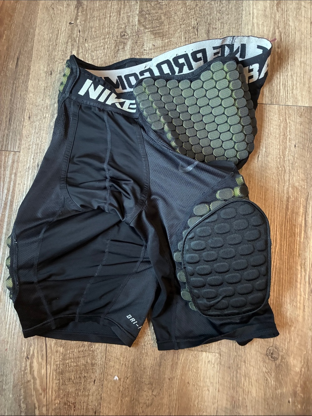 Nike Black Compression Shorts with Olive Hex Padding